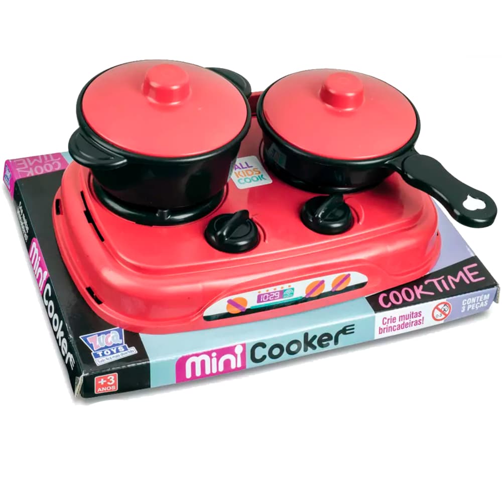 FOGÃO COM 2 PANELINHAS VERMELHO BRINQUEDO INFANTIL ZUCA TOYS