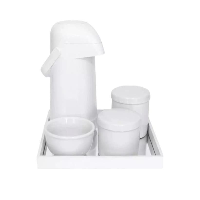 Kit higiene bebe porcelana bandeja branca espelhada garrafa térmica 1 Litro pump molhadeira neutro care