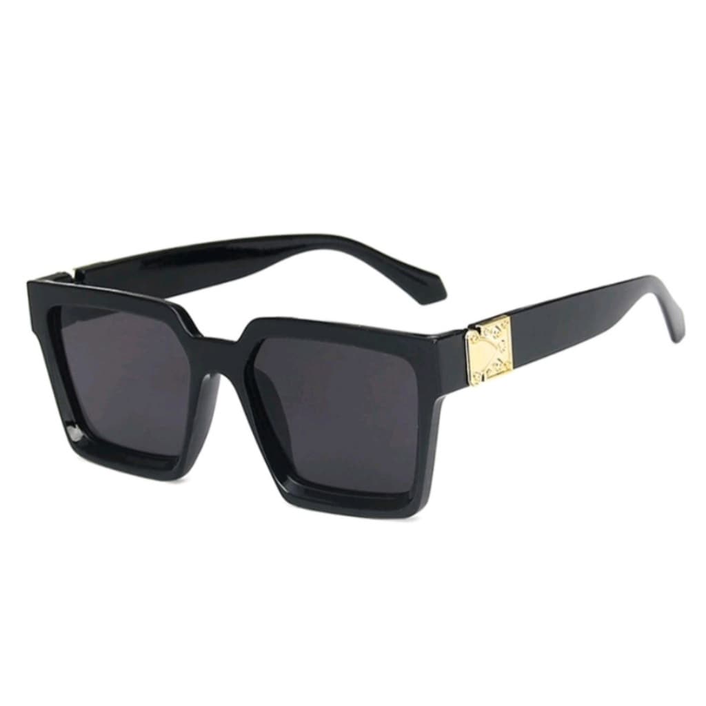 Óculos de Sol Preto Grande Quadrado Estilo Clássico UV400