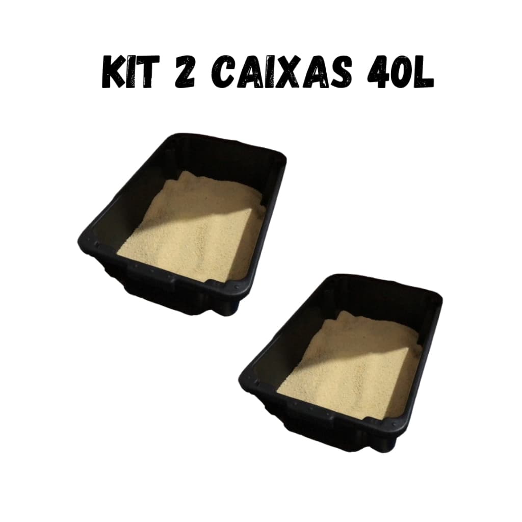 Kit 02 Caixa Multiuso Masseira Super Ultra Reforçada PVC Preta 40LT com Alça para Fácil Transporte