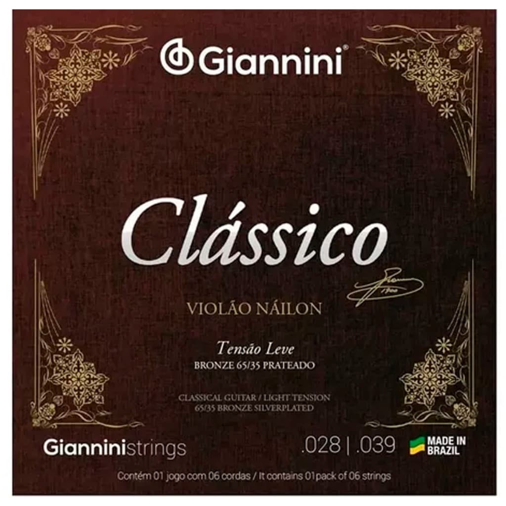 Corda Encordoamento Nylon Violão Giannini Clássico Leve - GENWPL