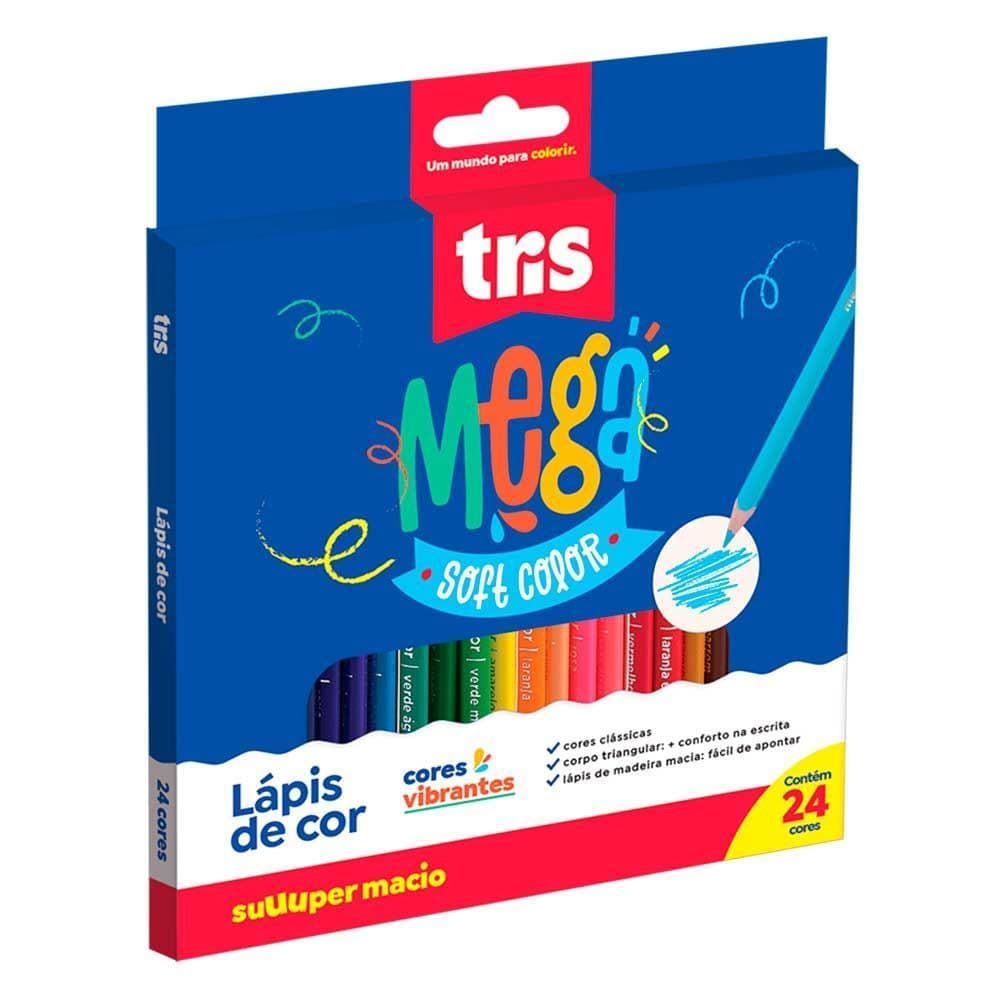 Lápis de Cor Mega Soft Color 24 Cores - Tris