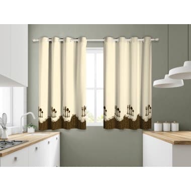 Cortina Janela De Cozinha Casa Fina 2,00x1,40m Em Tecido Linhão Estampada Talher