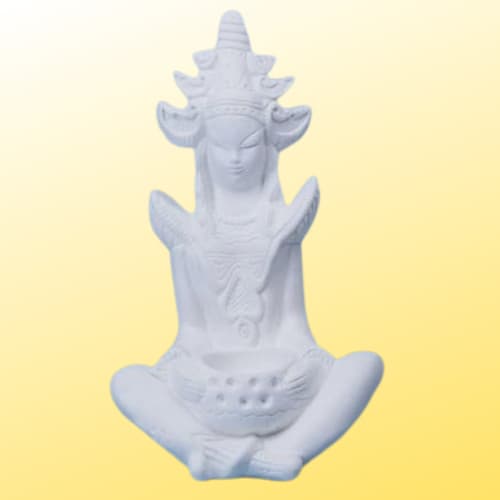 Deusa Da Fortuna Indú 29 cm Gesso Cru