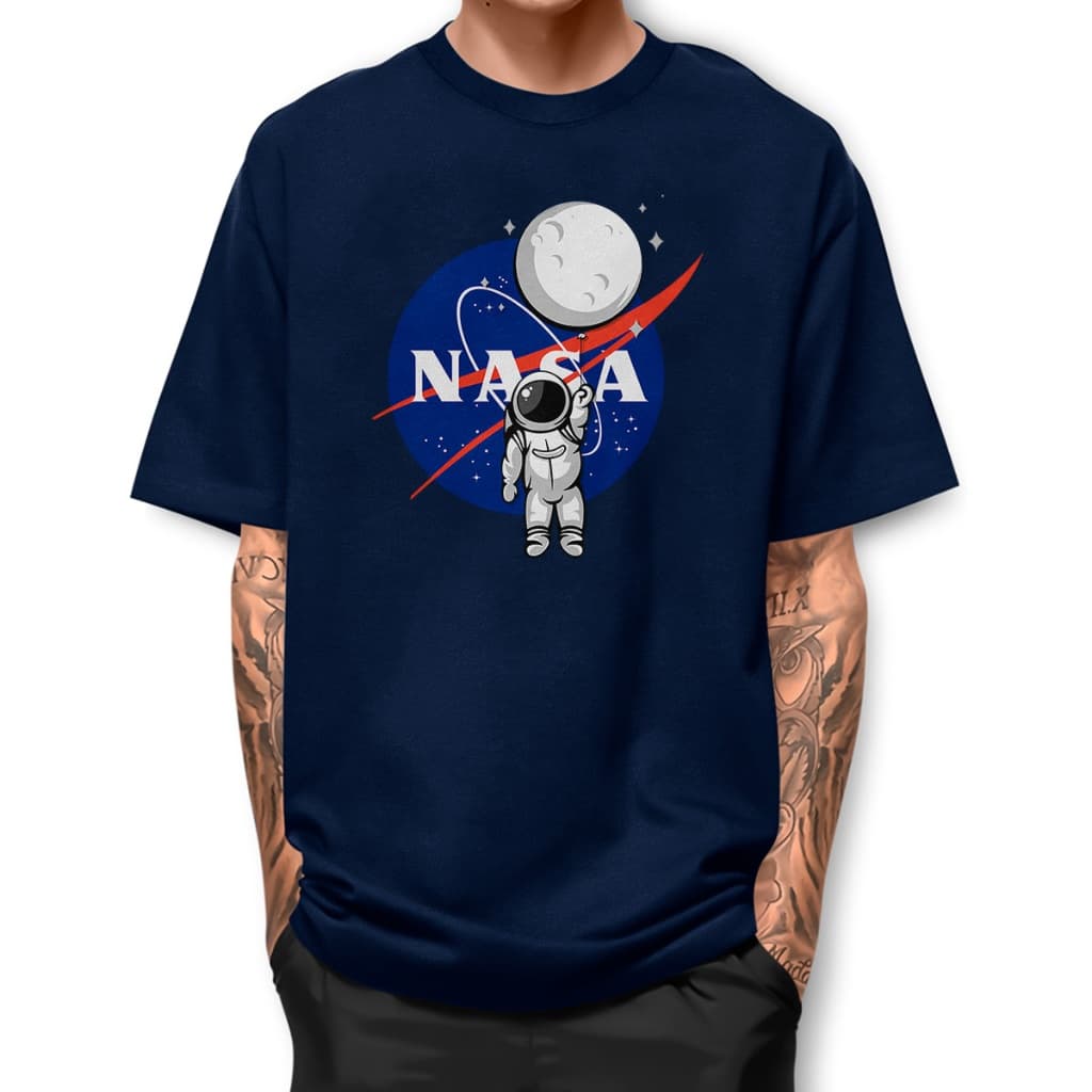 Camiseta Nasa Astronauta Basica Street Fio 30.1 Algodao Modelo Gola Redonda Manga Curta BJ1