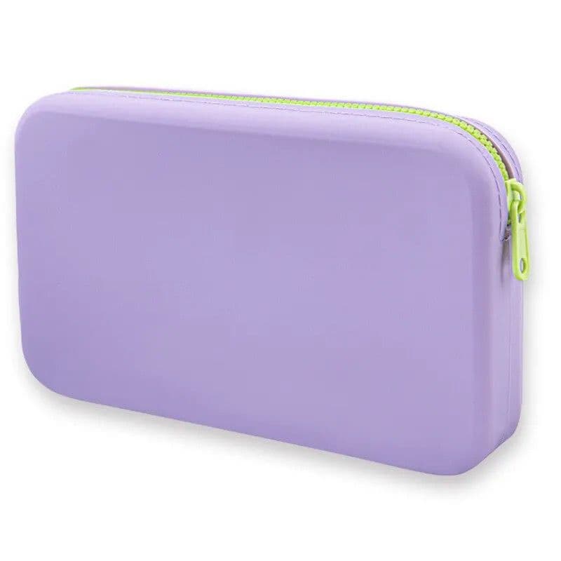 Necessaire Organizador Bolsa De Silicone Impermeável Para Maquiagem E Cabos Piscina Praia Viagem Lilás