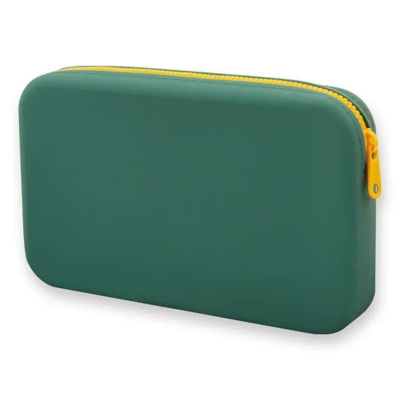 Necessaire Organizador Bolsa De Silicone Impermeável Para Maquiagem E Cabos Piscina Praia Viagem Verde