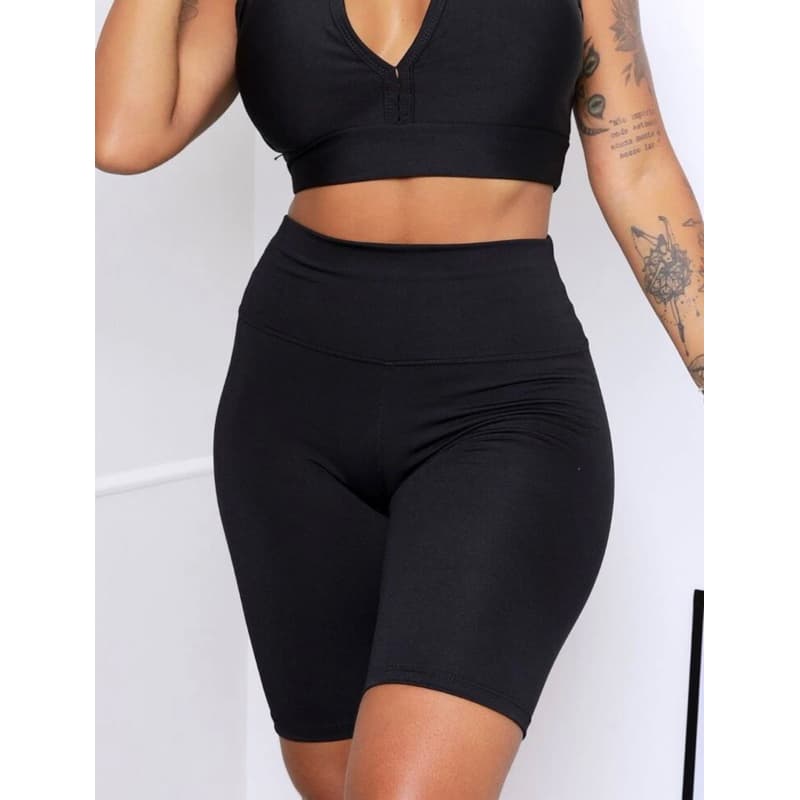shorts ciclista Bermuda feminina cintura alta fitness para academia ou dia a dia
