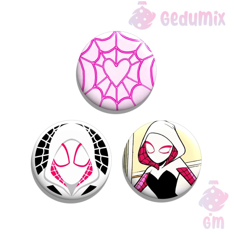 KIT3 Bottons Broches Homem Aranha Spider GWEN