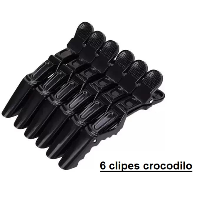 6 Presilha/Clip Grampo Crocodilo Para Cabelo Cabeleireiro cor preta