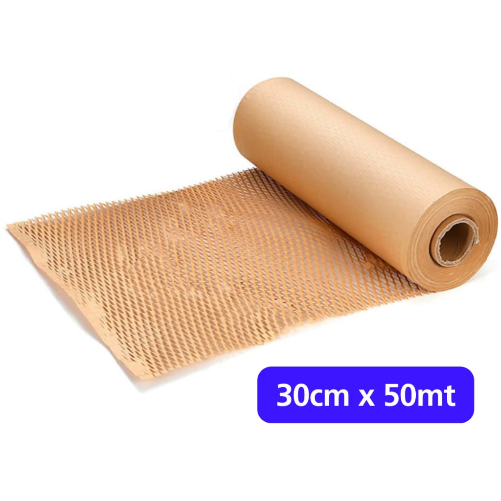 Bobina Papel Colmeia Kraft Natural - 30cm x 50mt
