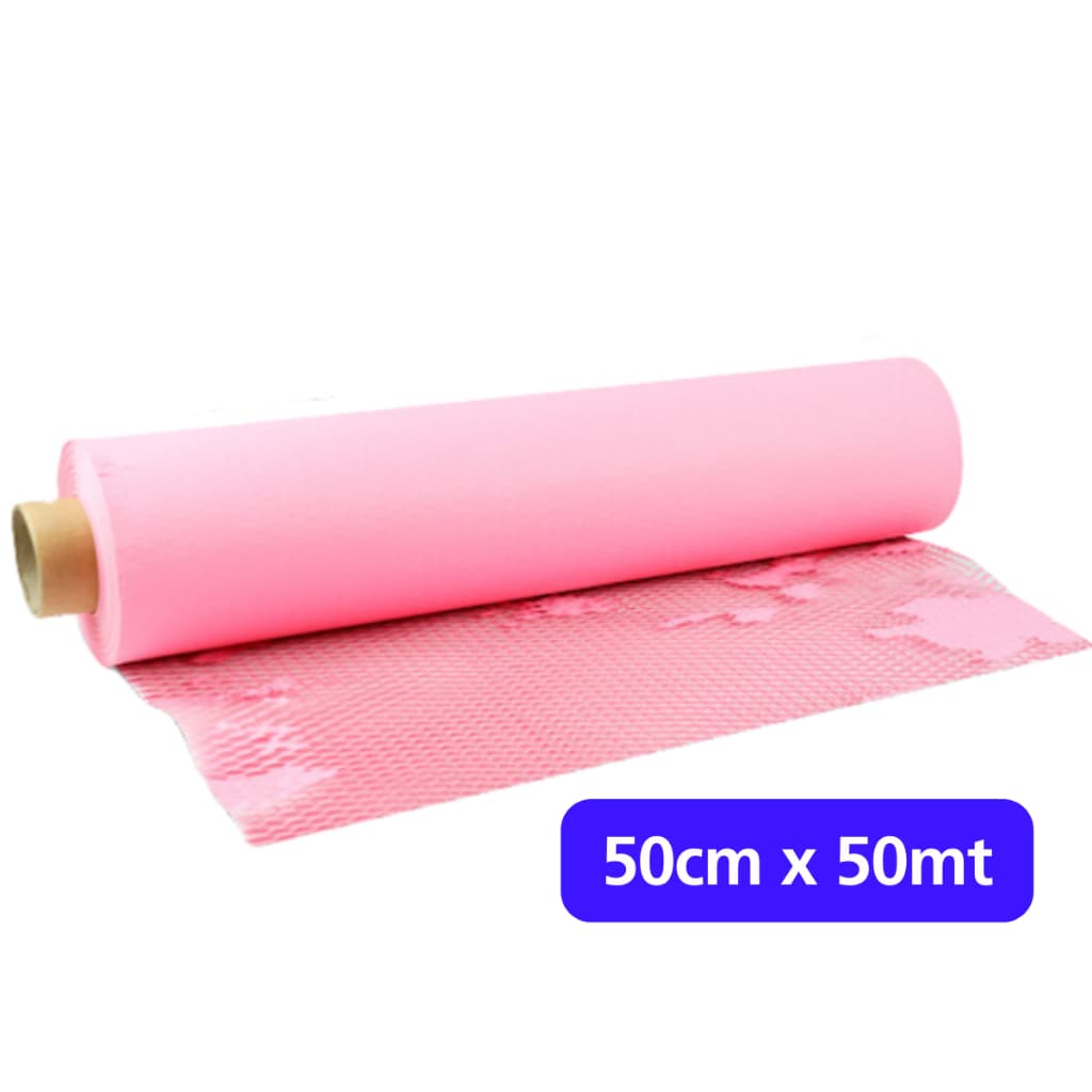 Bobina Papel Colmeia Kraft Rosa - 50cm x 50mt