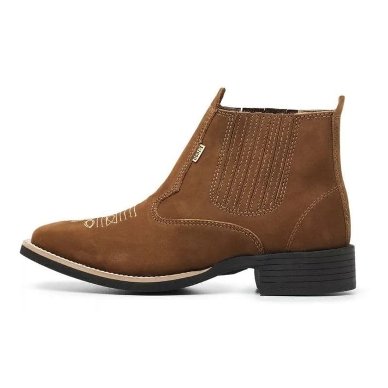 Bota Texana Rodeio Country Botina Couro Palmilha Conforto Macia