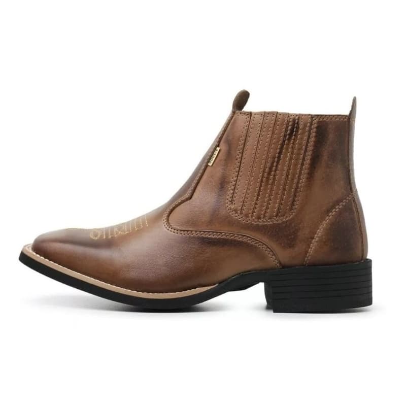 Botina  Masculina Bota Texana  Couro Legítimo Macia Resistente