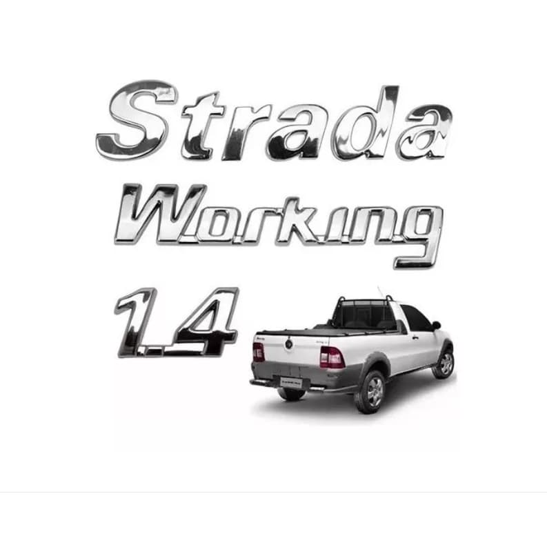 Emblema Letreiro Strada Working 1.4 Nome Cromado