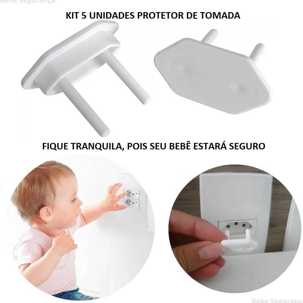 Kit 05 Protetor Tomada Bebê Segurança Contra Choque Elétrico