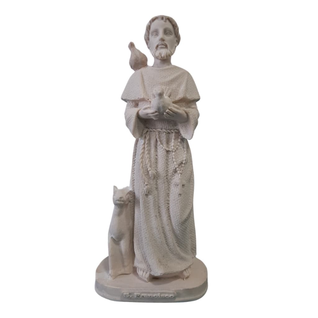 Escultura Imagem São Francisco 20cm Para Decoração em Resina Protetor Dos Animais
