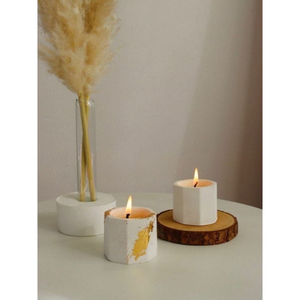 Vela Aromática vaso Gesso Vanilla Capuccino 30g Decorativa No Gesso Vela Perfumada Aromática
