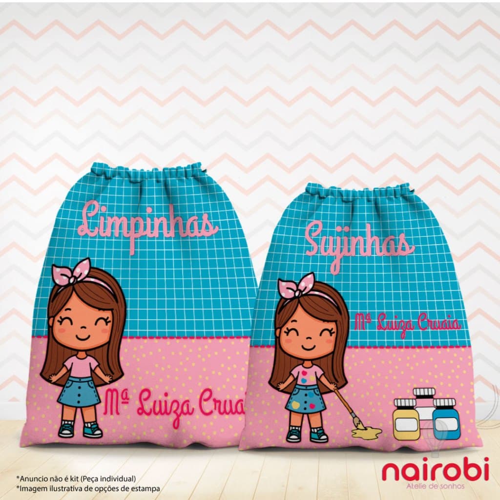 Saquinho Organizador Personalizado/TAM. 19x28cm ou 29x38cm/PEQUENO ou GRANDE com forro e  sem forro/refere-se a 1 unid.