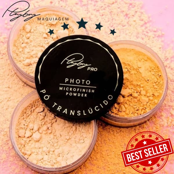 Pó Facial Translúcido Playboy Microfinish Powder Pó Solto Ultra Fino Make Profissional Makeup