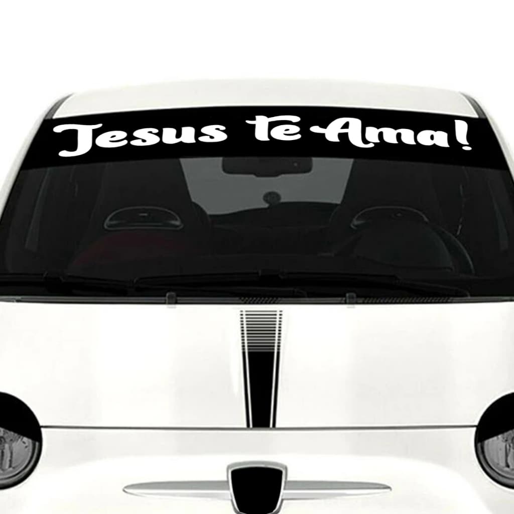Adesivo Parabrisa Jesus te Ama Frase Carro Rebaixado Dub Som Automotivo Vidro Cristão Catolico