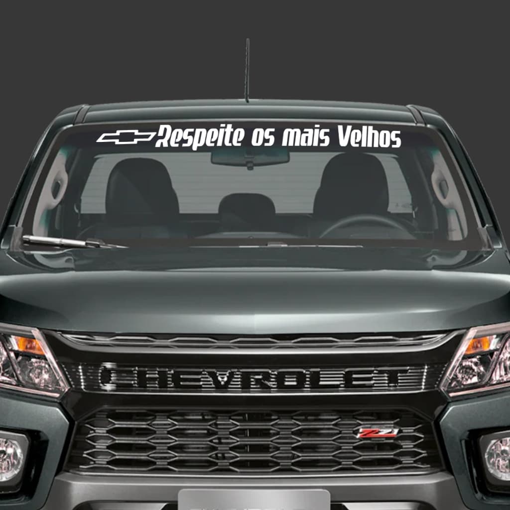 Adesivo Parabrisa Chevrolet Respeite os Mais velhos Frase Carro Rebaixado Dub Som Automotivo Vidro