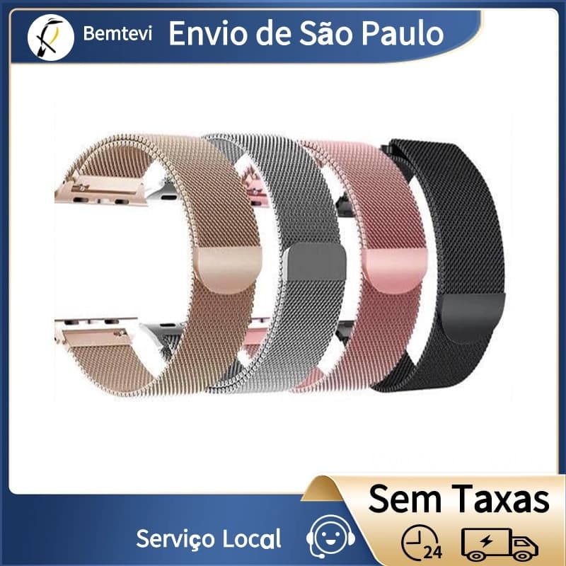 Bemtevi Pulseira Milanese Aço Metal Magnetico Fecho 42mm 45mm 49mm Apple Watch X7 X8 T500 Iwo 12 13 16 Top