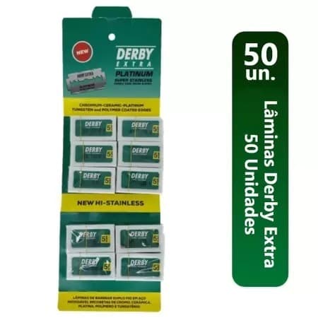 Lâmina De Barbear Derby com 50 Lâminas Inteiras - Envio Imediato