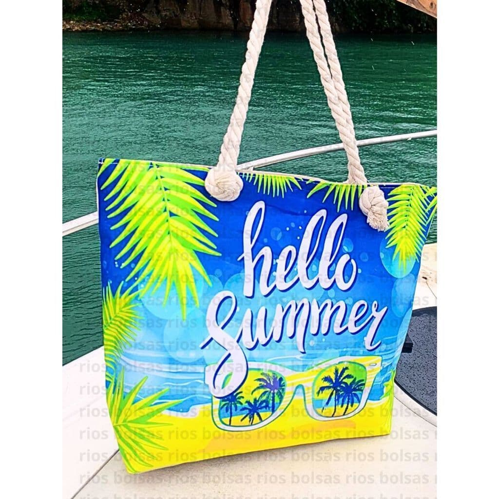 Bolsa De Praia Feminina Férias Alça de Corda Modelo Novo HELLO SUMMER