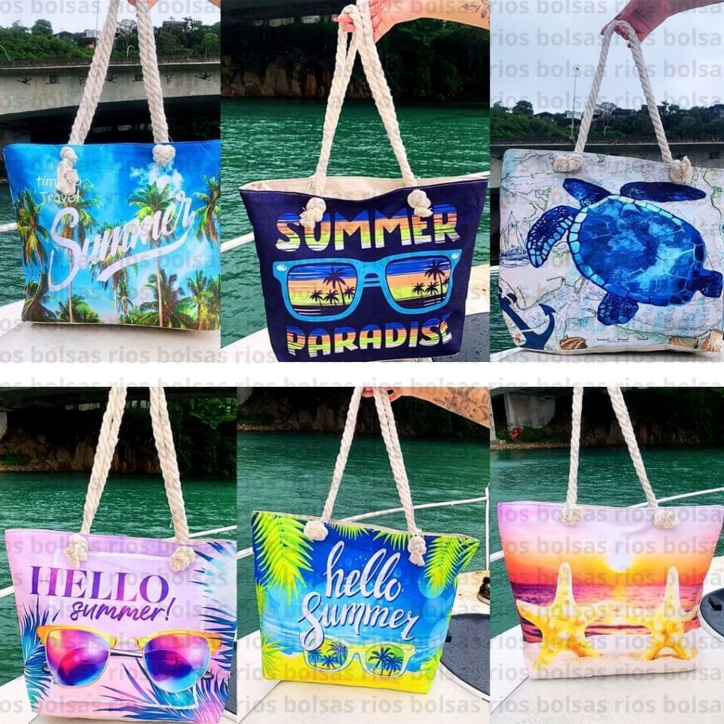 Bolsa De Praia Verão Lona Grande Férias Diversos Modelos Enviar Cor Aleatória