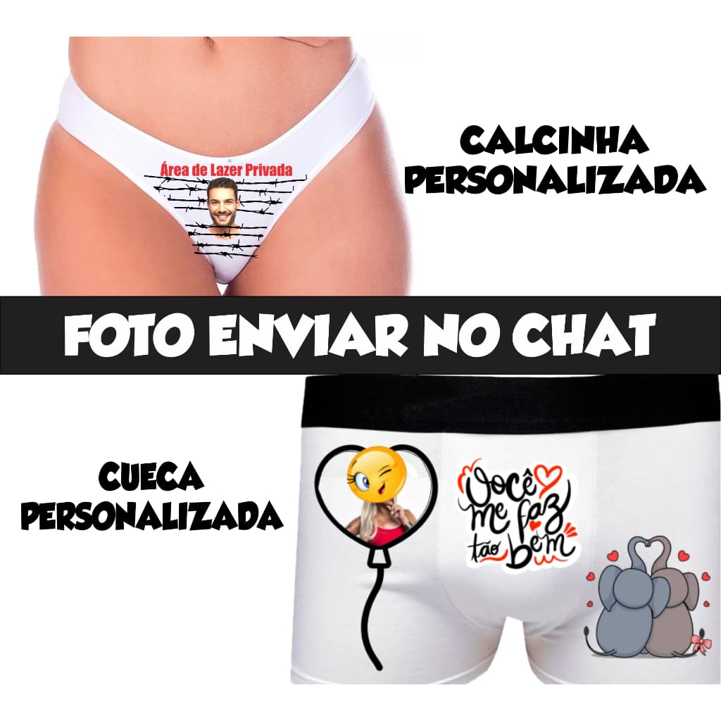 Cueca e Calcinha Personalizada com Foto e Frase + Rostinhos