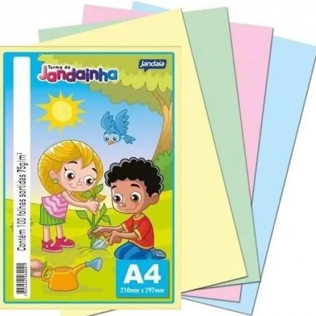 Papel Sulfite A4 Colorido 75g/m2 Sortido C/100 Folhas – Jandainha