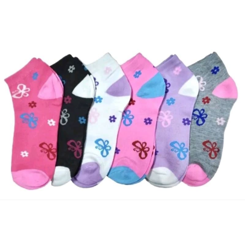 6/12 Prs Meia Soquete Feminina Cano Curto N 34 a 39 Adulto Coloridas meia DENLEX ONCINHA promo ap aur