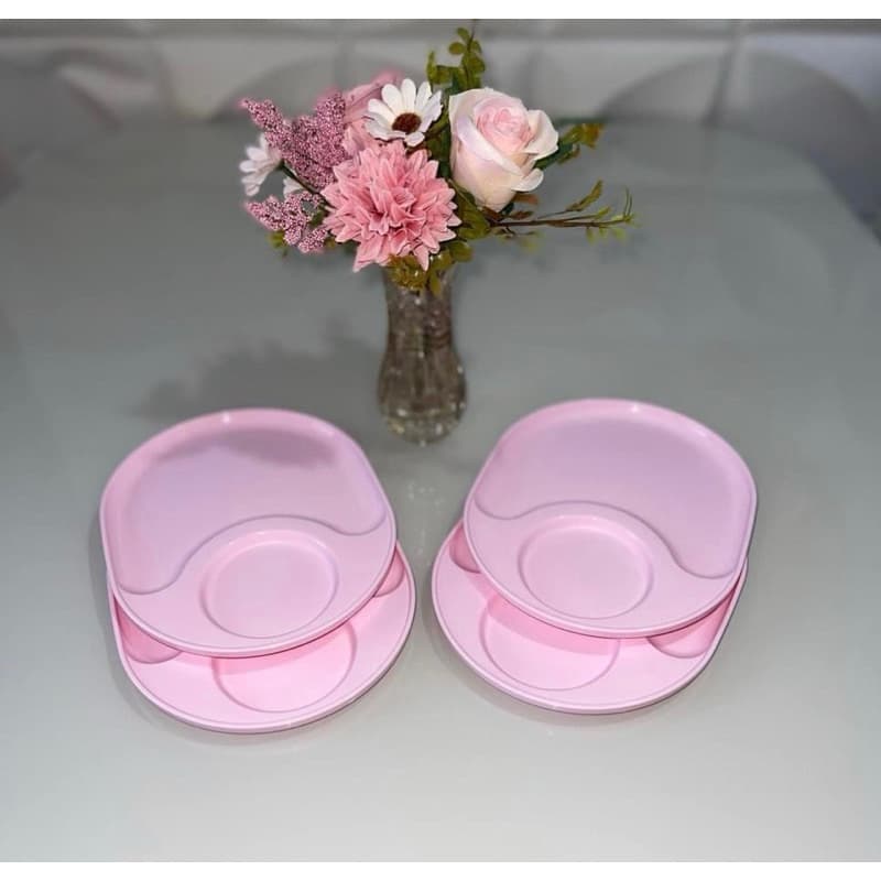 Pratos Com Divisória Tupperware rosa kit