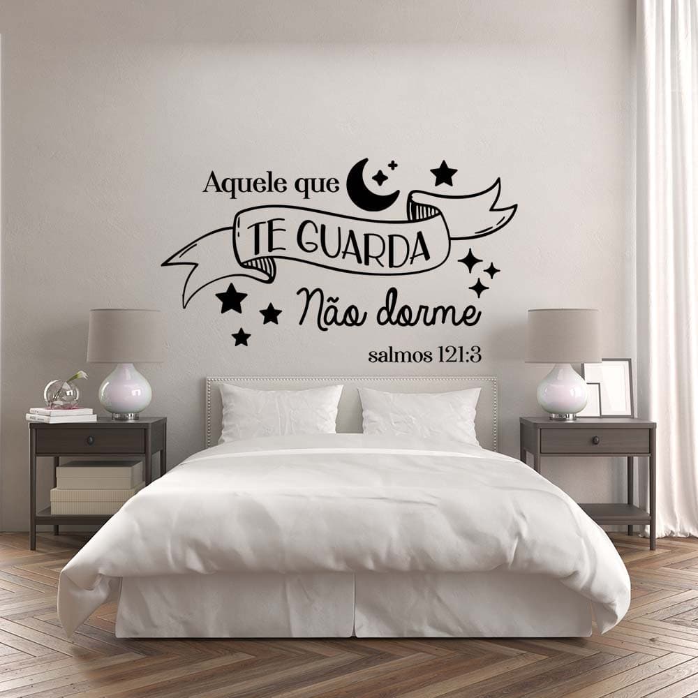 Adesivo de Parede Frase Aquele que te Guarda Decorativo Parede - 901