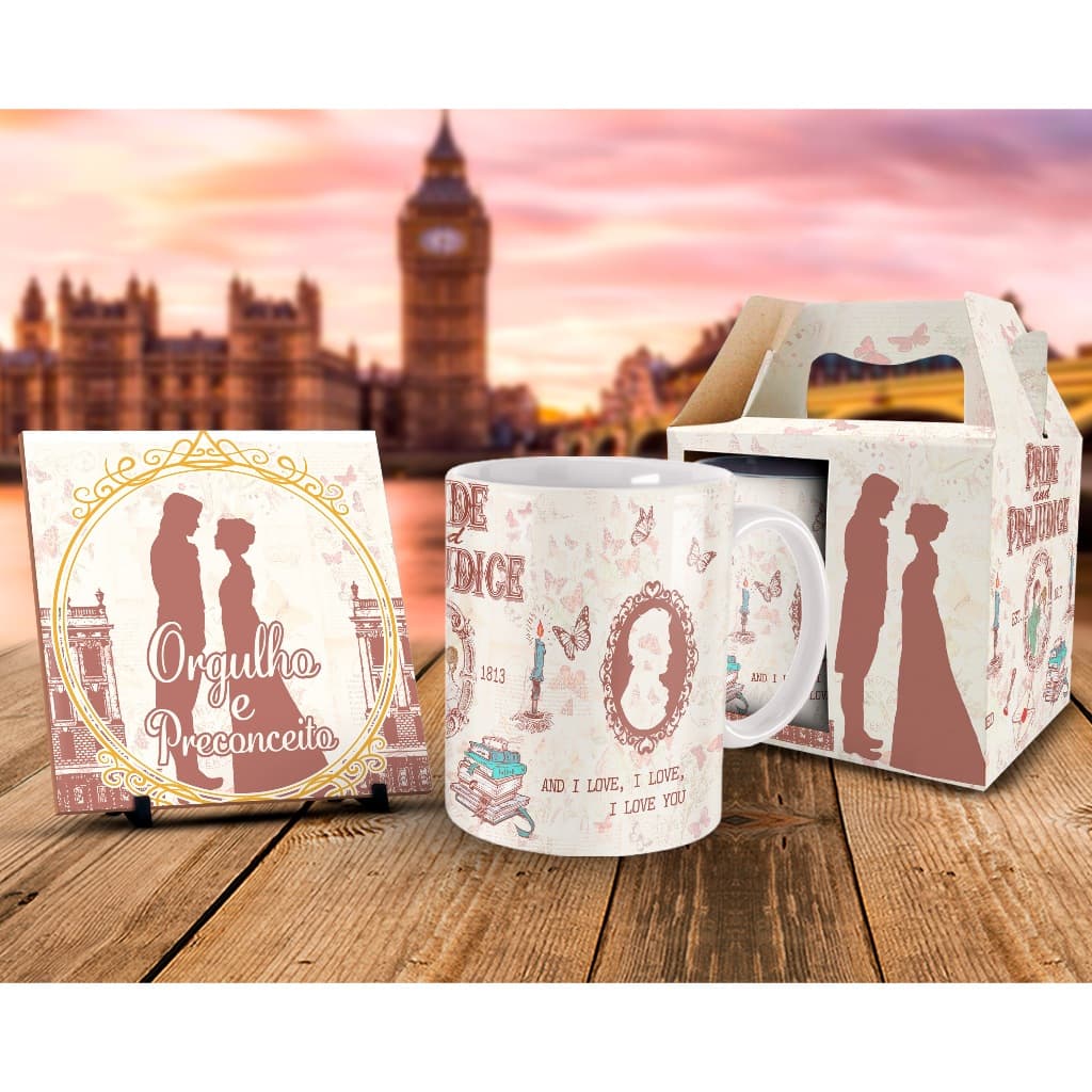 Caneca Orgulho e Preconceito + Kit personalizado Pride and prejudice