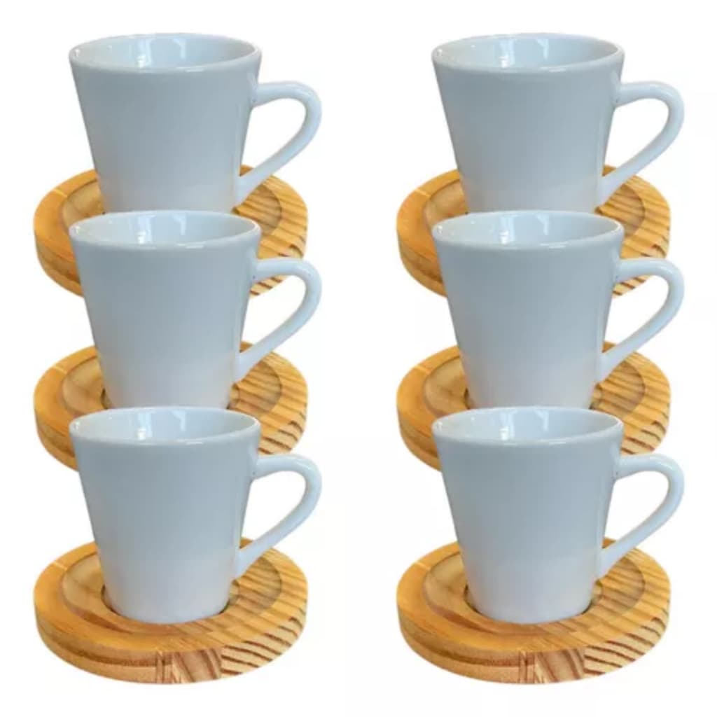 Jogo 6 Xicaras Com Pires Café Expresso 120ml Porcelana