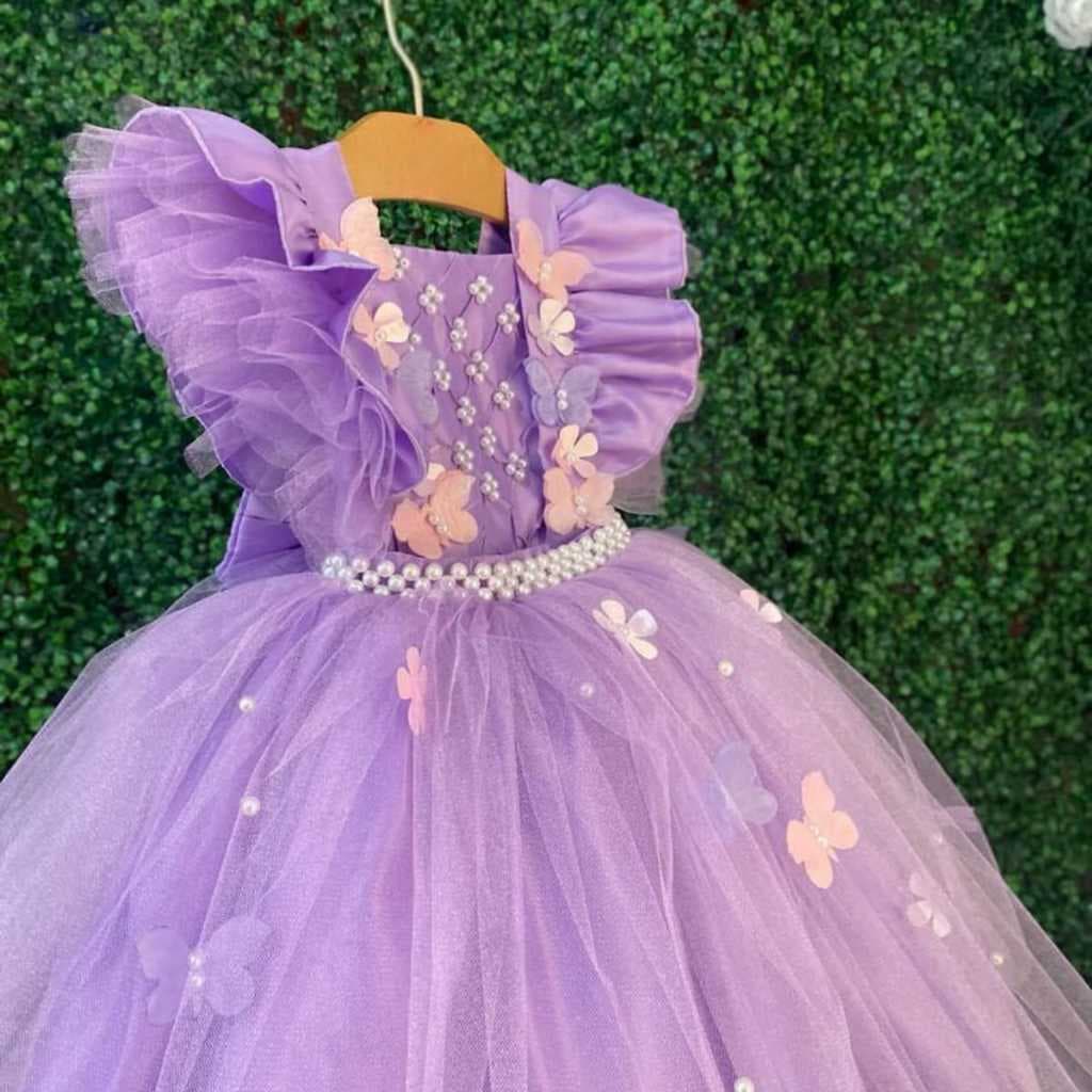 Vestido luxo 2 em 1 bodys menina jardim encantado roupa criança infantil festa aniversario