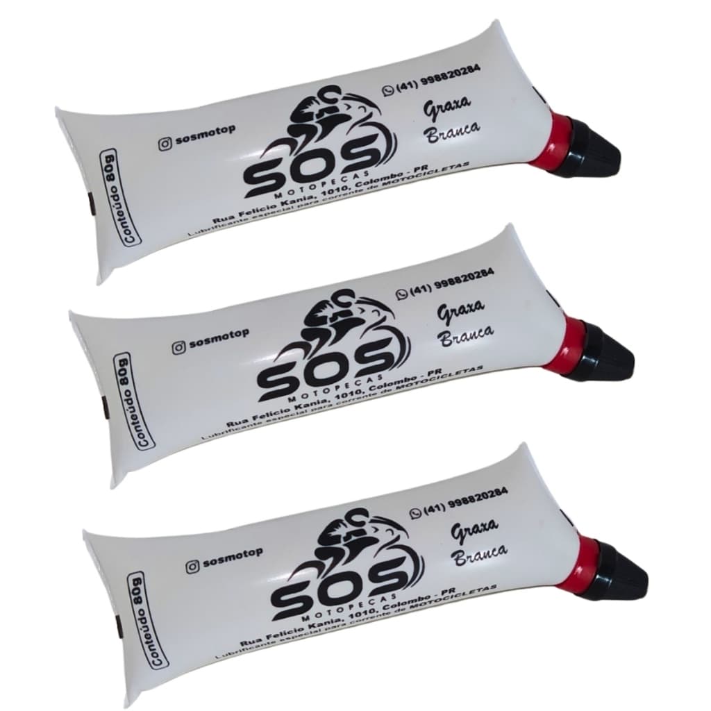 Kit 3 Graxa Branca Lubrificante Corrente De Moto Transmissão