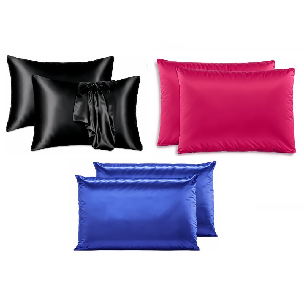 Kit 6 Fronhas de Cetim Antifrizz 50x70 Diversas Cores 100% Cetim Premium (6 unidades)