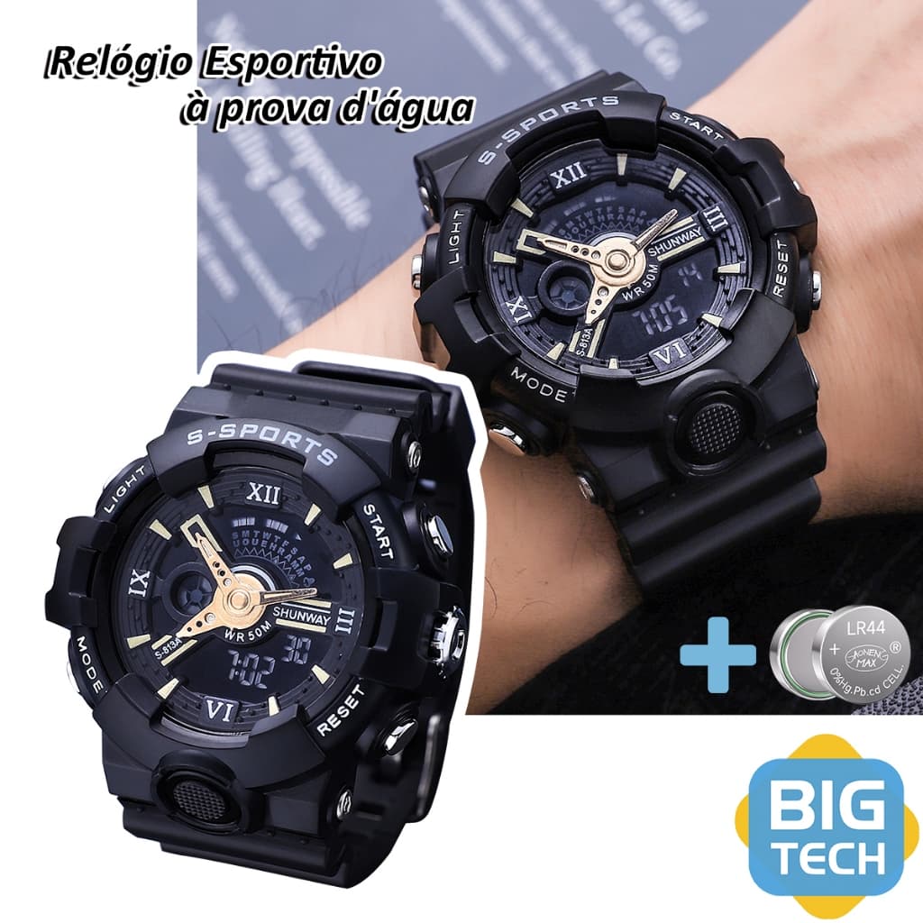 Relógio Digital Masculino À prova De Água Relogio Esportivo Original de Pulso com Quartzo S813A