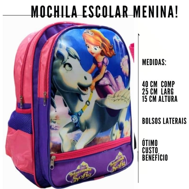 Mochila Escolar Grande Princesa Sofia
