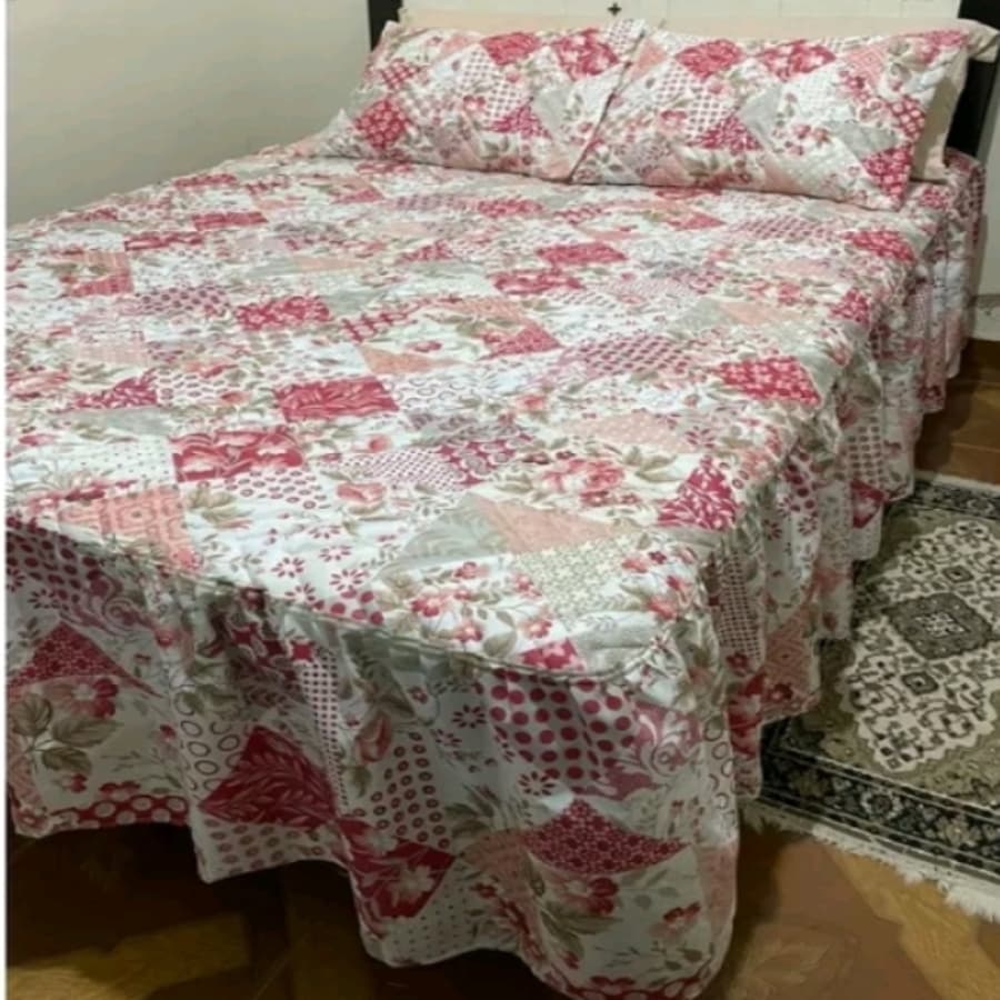 COLCHA CASAL 3 PEÇAS ESTAMPA VARIADA