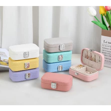 Porta Jóias Multi-Função Portátil De Couro Organizador Jóias Bijuterias 12*7*4cm
