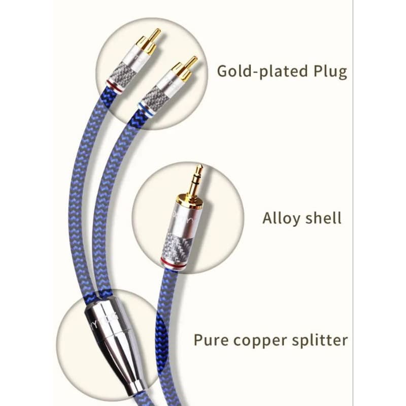 Cabo de áudio Hifi mini JackYYTCG Cabo De Áudio Hifi Mini Jack 3,5mm Para 2 RCA Para Carro AUX PC Fone De Ouvido Móvel 1/8" 3,5 Para Cabo De Alto-falante Duplo RCA 1M 2M 3M 5M