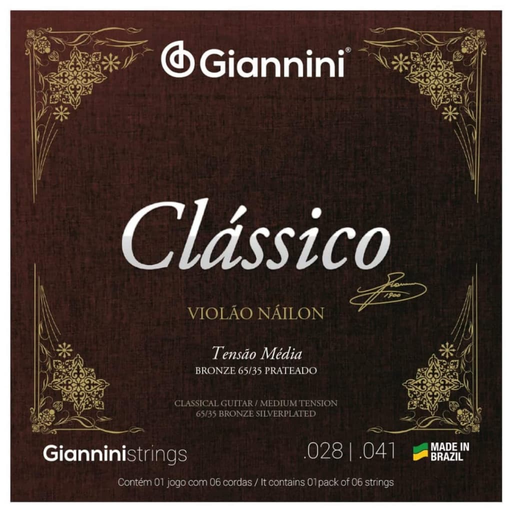 ENCORDOAMENTO VIOLÃO NYLON GENWPM GIANNINI TENSÃO MÉDIA