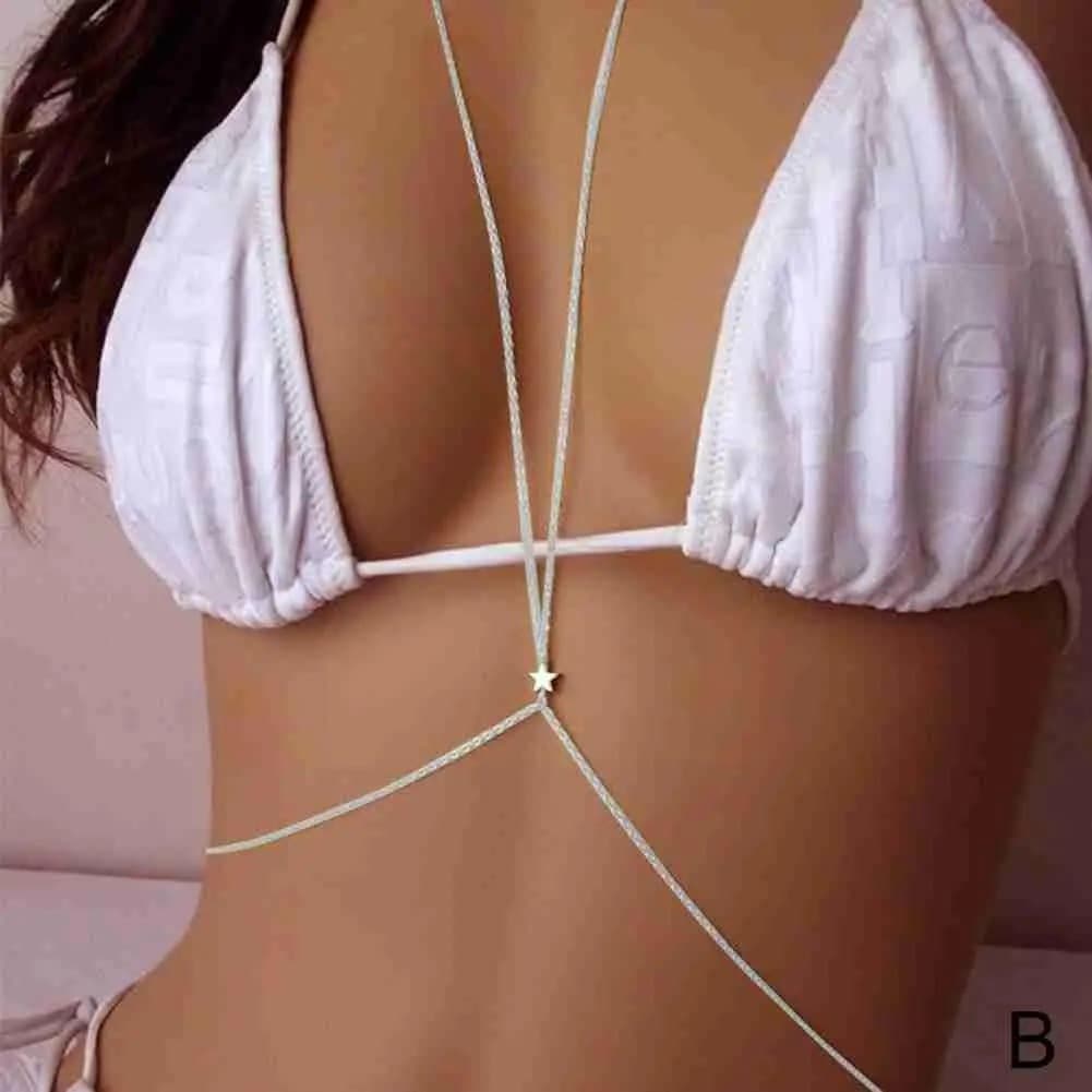 Body Chain Estrela Arreio Abdominal Cintura Barriga Praia Body Corrente Joia