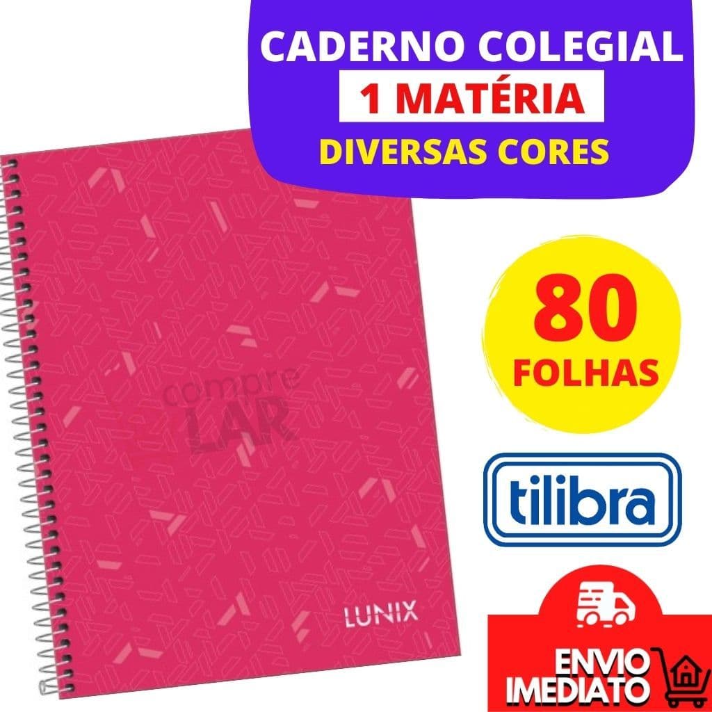 Caderno Colegial Lunix 1 Matéria Unissex 80 Folhas Tilibra Diversas Cores Material Escolar E Escritório