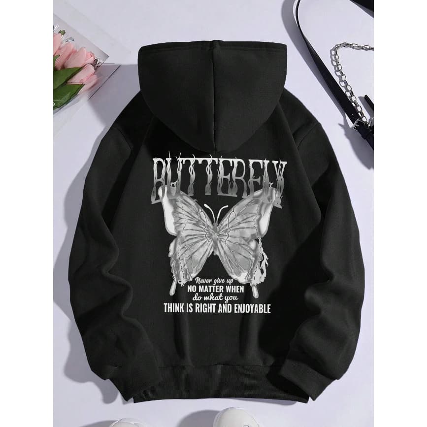 Moletom Canguru Blusa Borboleta Bolso Butterfly Unissex Plus