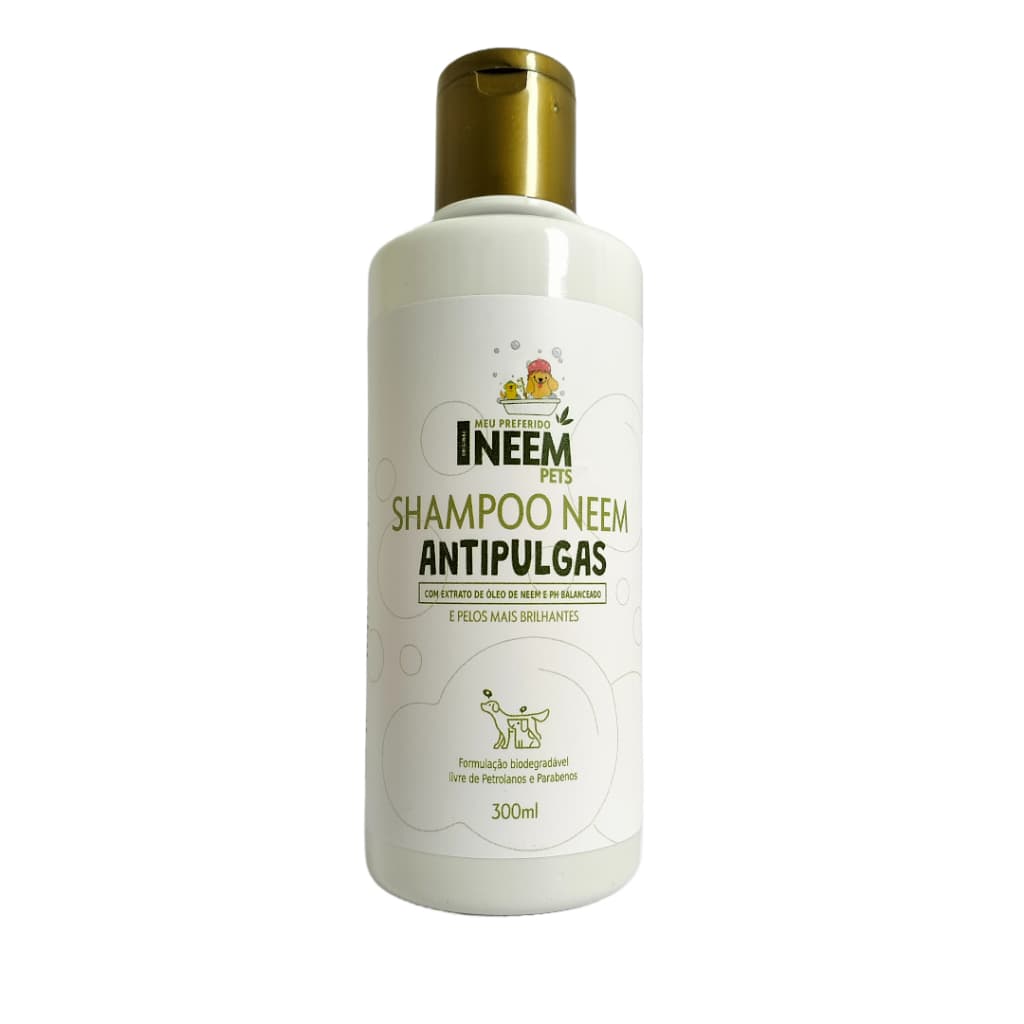 Shampoo Neem Pet Antipulgas Protege e Hidrata os Pelos Combatendo Carrapatos Coceira Sarna E Alergia